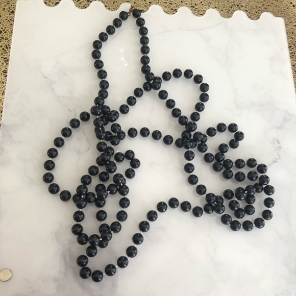 Vintage Jewelry - Vintage Super Long Black Beads Necklace